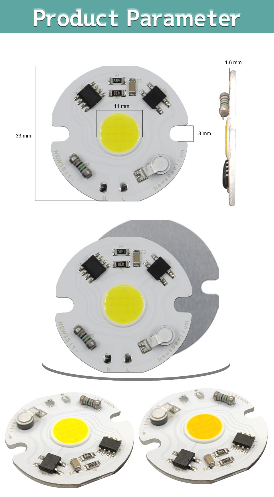 No Flashing Smart LED Module CCT 6000K Energy Saving COB LED Chip