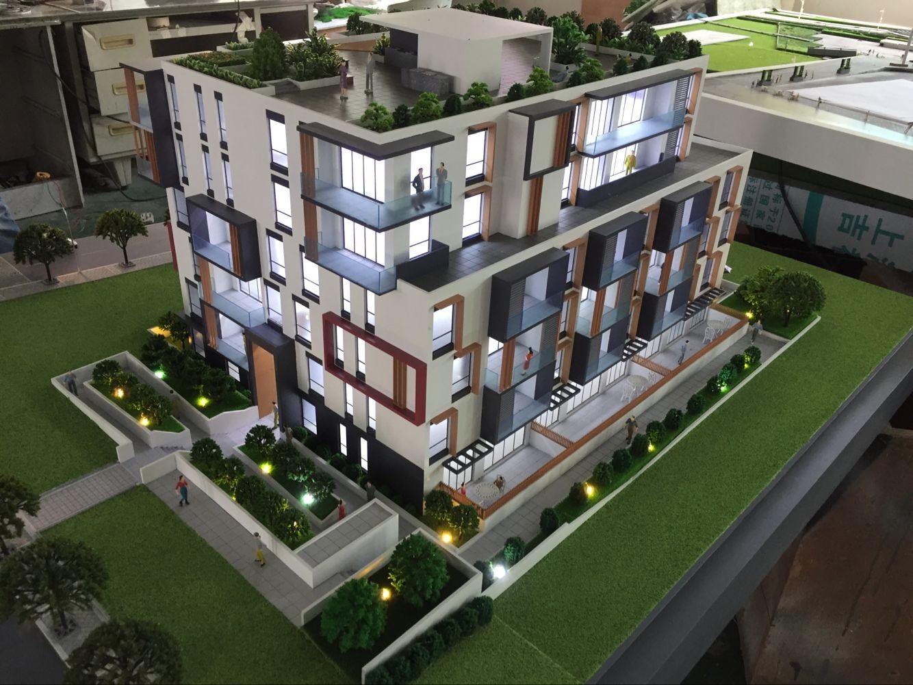 Scale building model of residential house , model architect with led lighting
