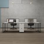 Minimalist Four Person Office Workstation with Wooden Melamine Surface Desk and