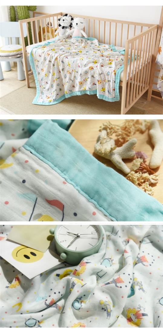 Zero Formaldehyde Muslin Stroller Blanket / Lightweight Baby Cotton Swaddle Wraps