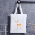 Custom Printed Shopping Christmas Gift Cartoon Ladies Canvas Carrier Bags Cotton