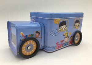 Quality Candy Storage 2 Tin Branded Gift Boxes Blue Car Shape With Four Wheels For Kids wholesale