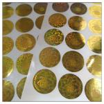 Die cut adhesive golden hologram laser label , customized golden hologram laser