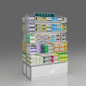 Quality JYaS-YZ-04B Minimalist Modern Style Pharmacy Center Cabinet With White Glossy Boards And Aluminum Price Tag Slot wholesale