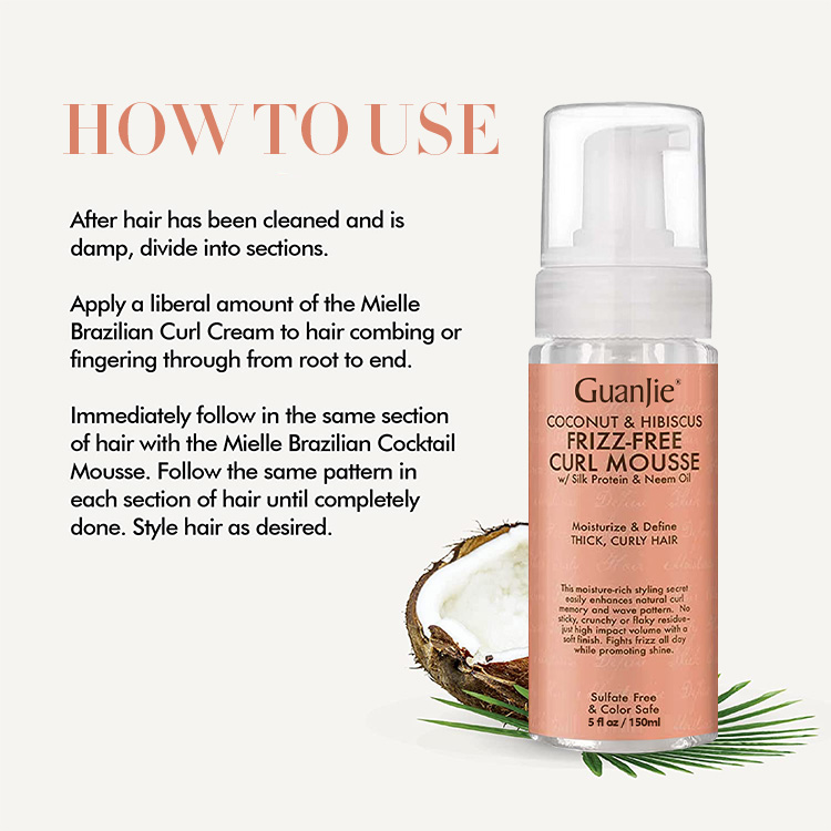 Non Greasy Formula Organic Hair Mousse For Curly Hair No Frizz No Flaking