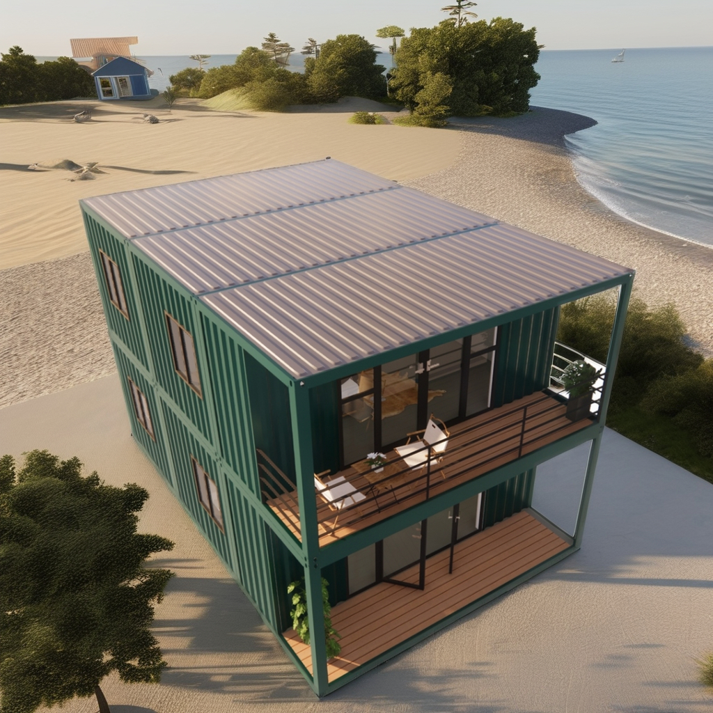 Customizable Double-Story Container House for Seaside Vacation Fireproof Prefabricated Forest Villa Resort Sizes 20ft 40ft