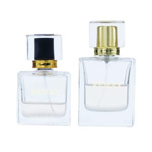 Quality 50ml Glass Perfume Bottle Cosmetic Packaging With Gold/Black Threaded Cap wholesale