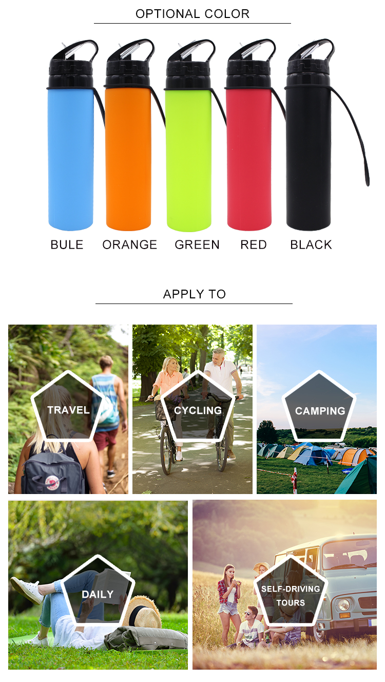 OEM ODM 600ml Collapsible Silicone Water Bottle