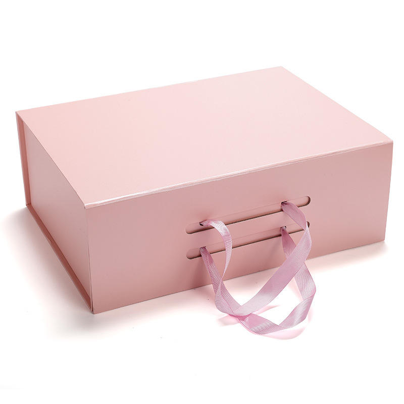 38*27.5*13.5cm Custom Fancy Design Paper Foldable Magnetic Gift Box with Ribbon Handle
