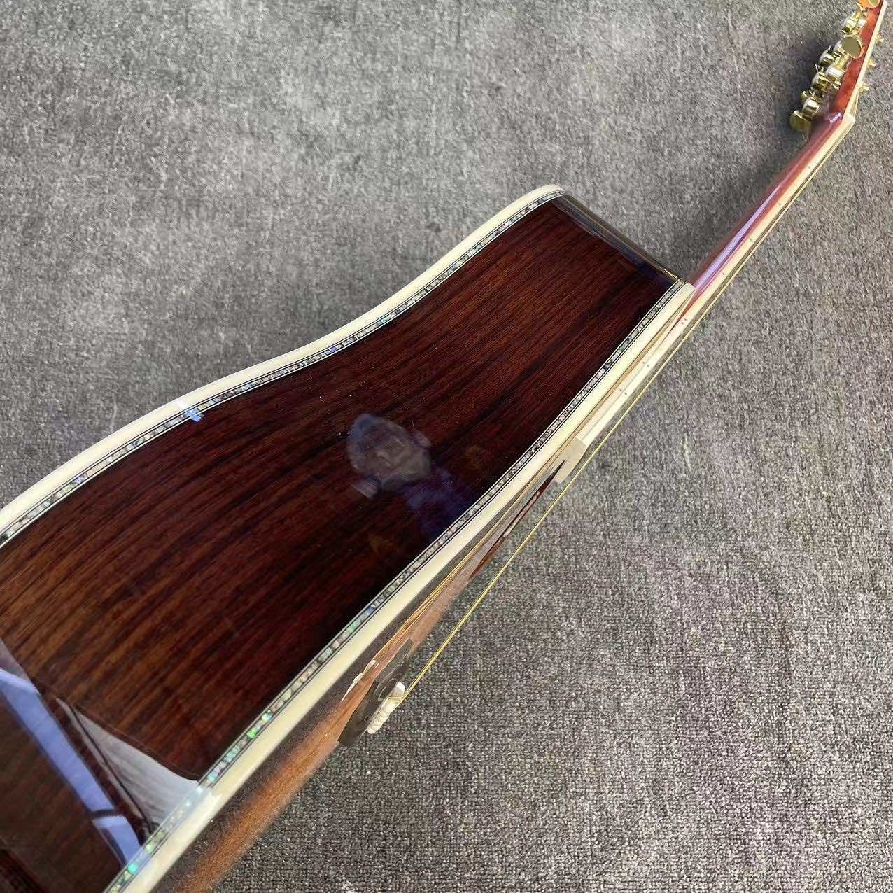 41 Inch D Type Sunburst Solid Spruce Acoustic Guitar Abalone Ebony Fingerboard
