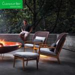 Set of Luxury Teak Wood Wicker Sofas for Garden Outdoor Hotels Villas Courtyards