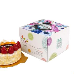 Quality Cardboard Cupcake Boxes Birthday Cake Box With Handle Curragated Material wholesale
