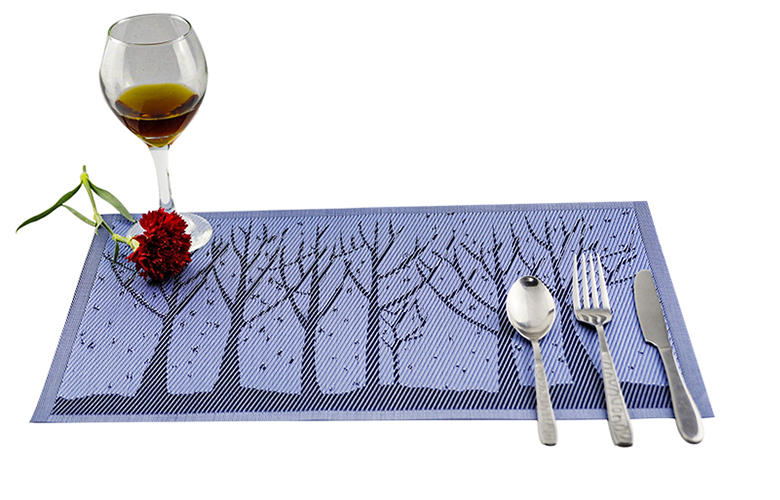 Desktop PVC Square Pressed Leaf Gold Leaves Place Mats for Kitchen and Dining Table