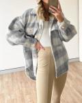 Winter Plaid Jacket Women Overshirt Long Checkered Jacket Woman Female Long