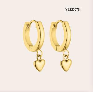 Quality Versatile Gold Heart Drop Earrings wholesale