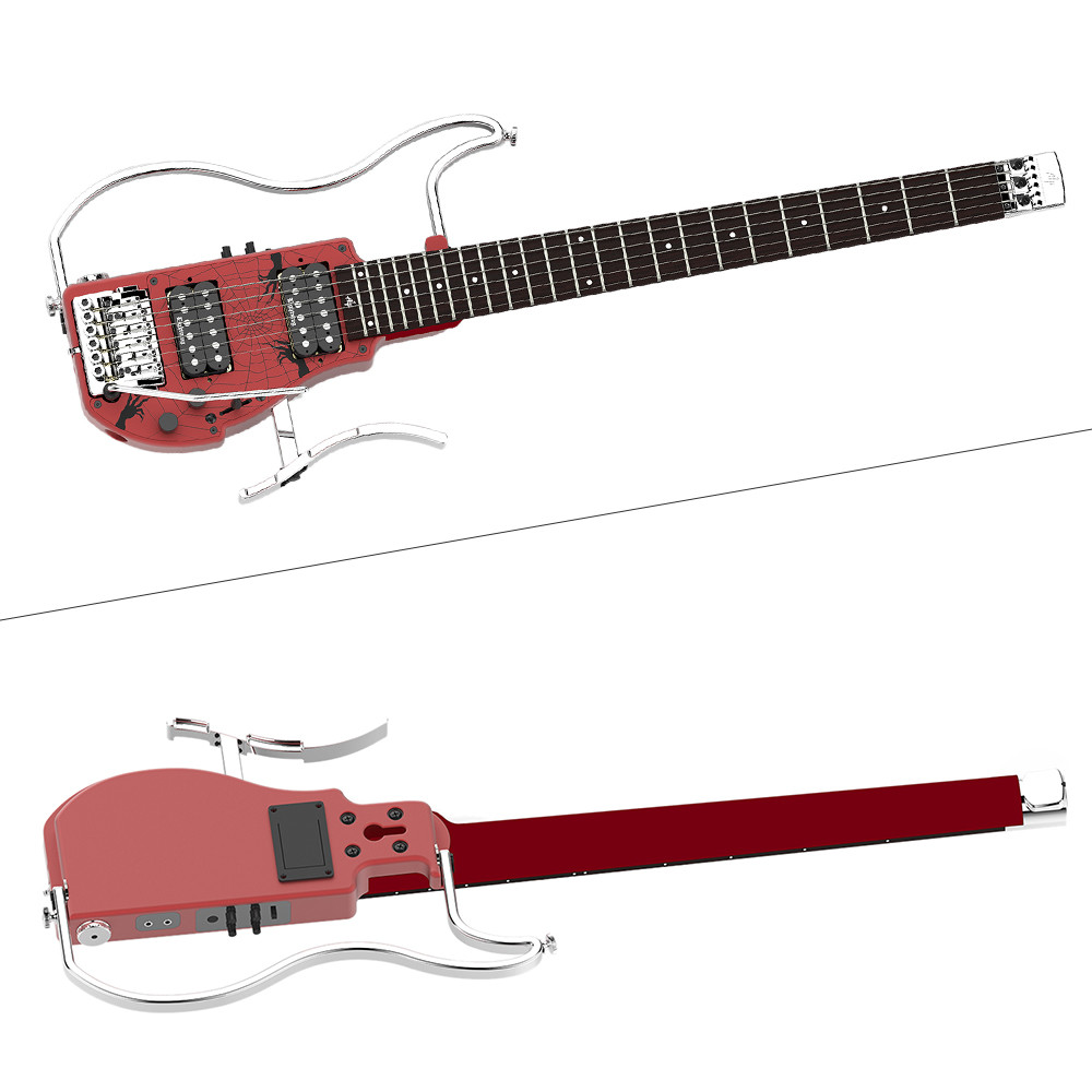 Unique Design Patented Grand Headless Electric Guitar Double Hummbucker Built-in Guitar Effect Ebony Fingerboard and bag