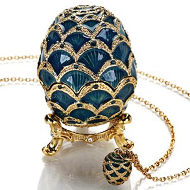 Decorative Earring Ring Trinket Box Holder Box Hand Enamel Easter Egg jewelry box Style Hinged Jewelry for Home Ornament