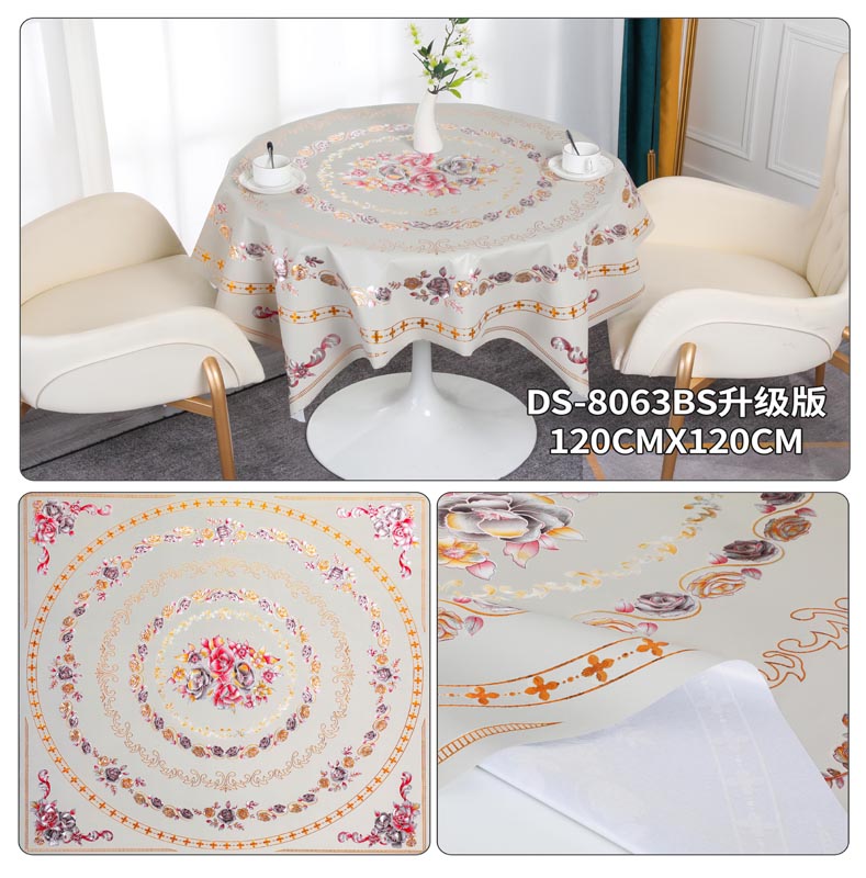 Blue PVC Tablecloth Printed for Fancy Table Decoration at Year Christmas Party