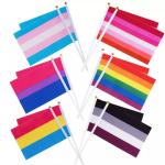 Printed Handheld Progress Pride Flag Waterproof LGBT Rainbow Flag