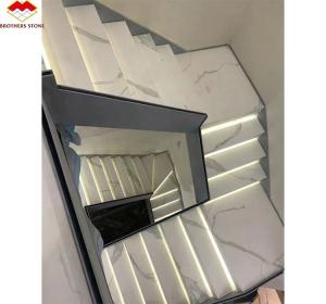 Quality Modern Design Style Straight Stair Customized Luxury Artificial Marble Staircase wholesale