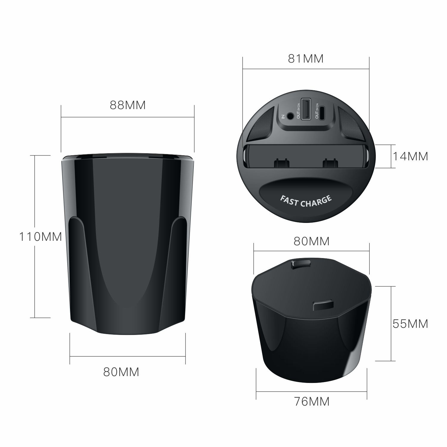 DC 12V/2A Fast Charge Car Use Wireless Charging Pad with Package Contents