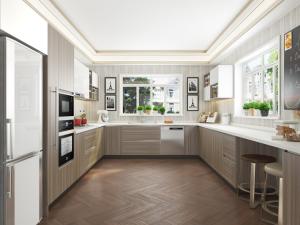 Quality Melamine MDF Ready Made Cupboards Gray Kitchen Cabinets Wall Mounted wholesale