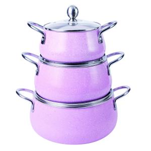 Quality Aluminum 3 Piece Set Spray Pink Cookware Set EU Certification wholesale
