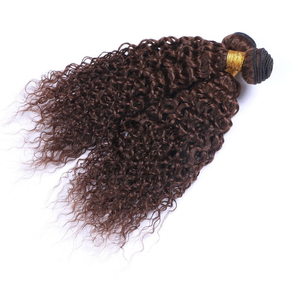 #4 Medium Brown Kinky Curly Remy Human Hair Bundles Sew In Weave Bundles Brazilian Bundle Deals