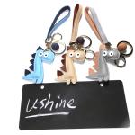 Printing Logo Horse Leather Keychain , 4.5CM Personalised Animal Keyrings