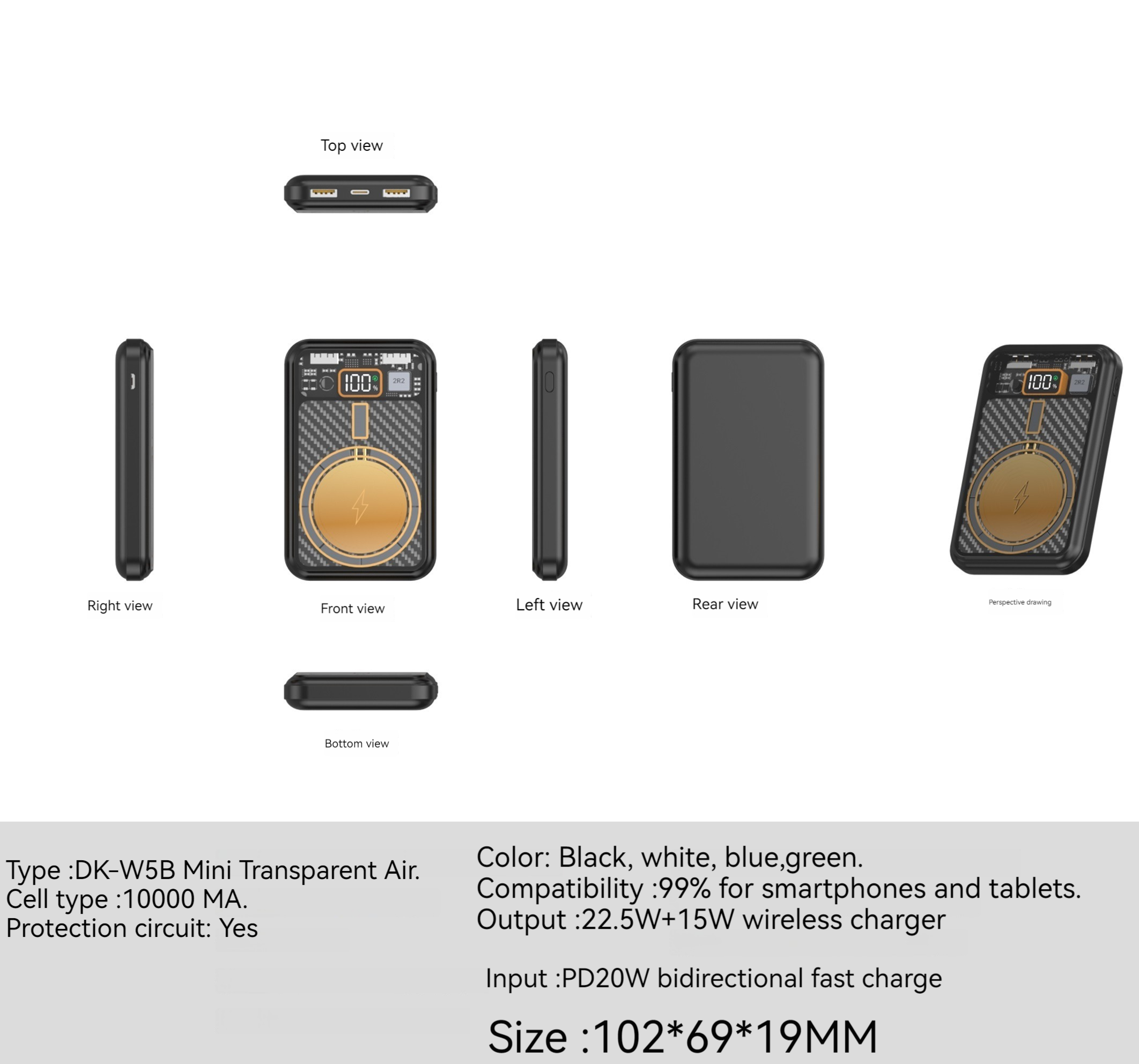 Customized Logo 15w Wireless Power Bank 10000mah Magnetic 22.5W For Iphone