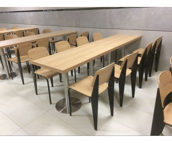 Plywood Restaurant Dining Table And Chairs PU Leather Fast Food Dining Table
