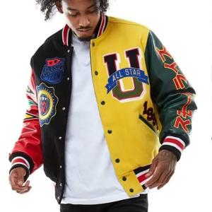 Quality Embroidery Patches Custom Men Letterman Jacket Baseball Leather Street Plus Size Coat Varsity Jacket for Men wholesale