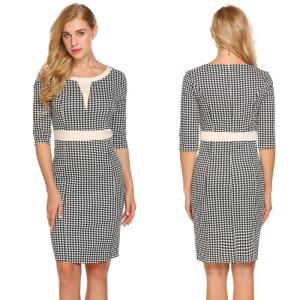 Quality Popular white and black gingham pencil dress wholesale