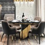 Stainless Steel Modern Round Dining Tables, Gold/Silver Combination