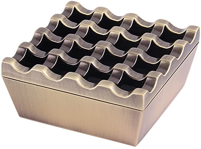 Bronze 16 Grids Vintage Metal Small Cigar Ashtray Novelty Fashion Windproof Cigarettes Ashtray