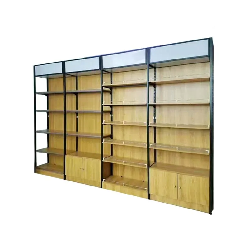 Customized Color Wood Gondola Shelving Retail Grocery Shelves For Book Stores