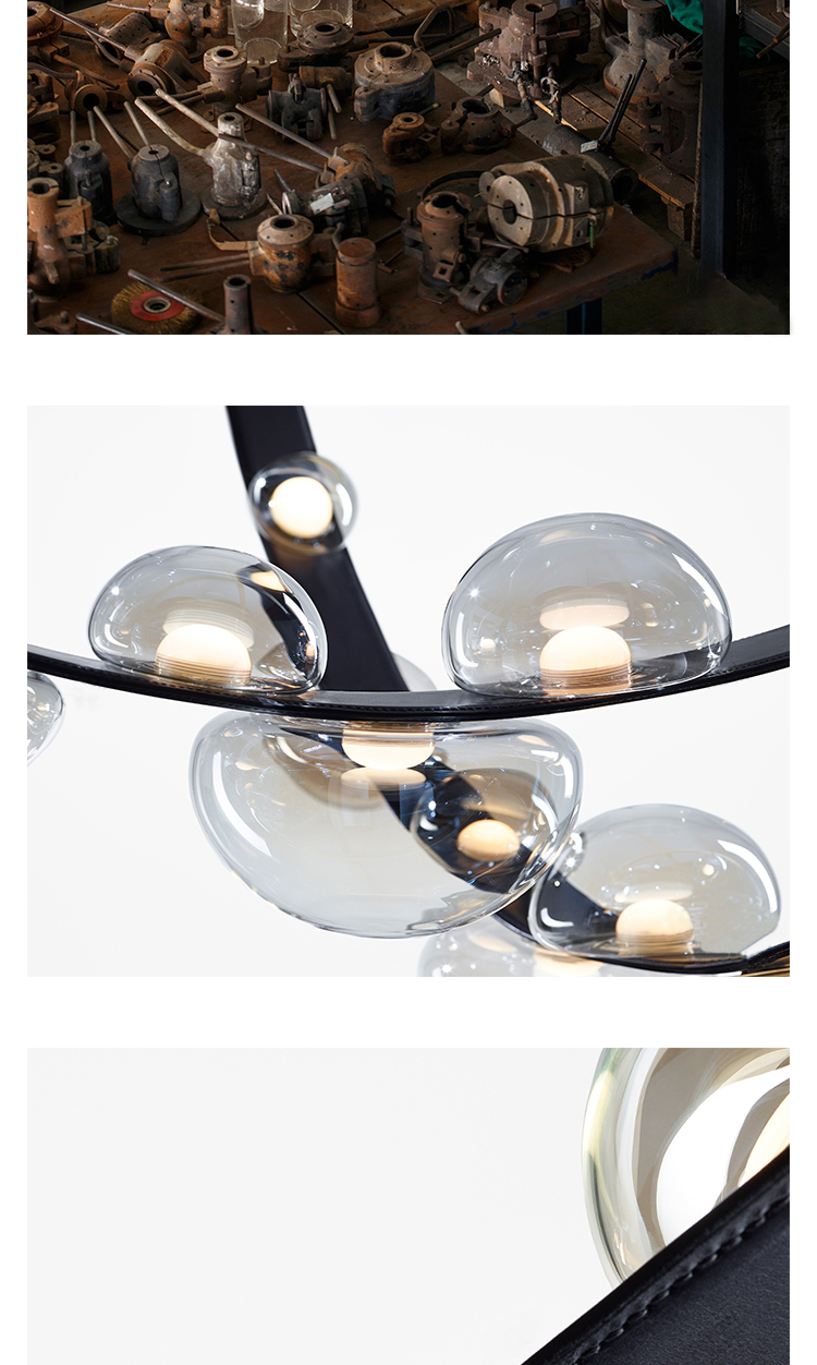 Modern Black Leather Chandelier for Living Room Hall Villa Home Long Chandelier(WH-MI-401)