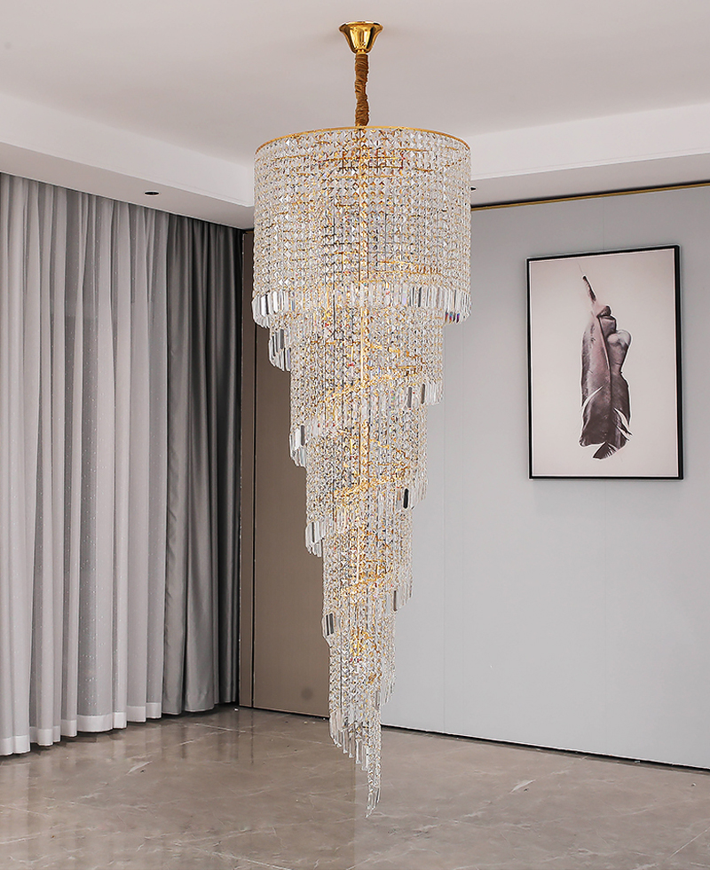 Long Hign ceiling Crystal Chandelier For Hall Project Staircase Stairwell Chandelier(WH-CY-202)