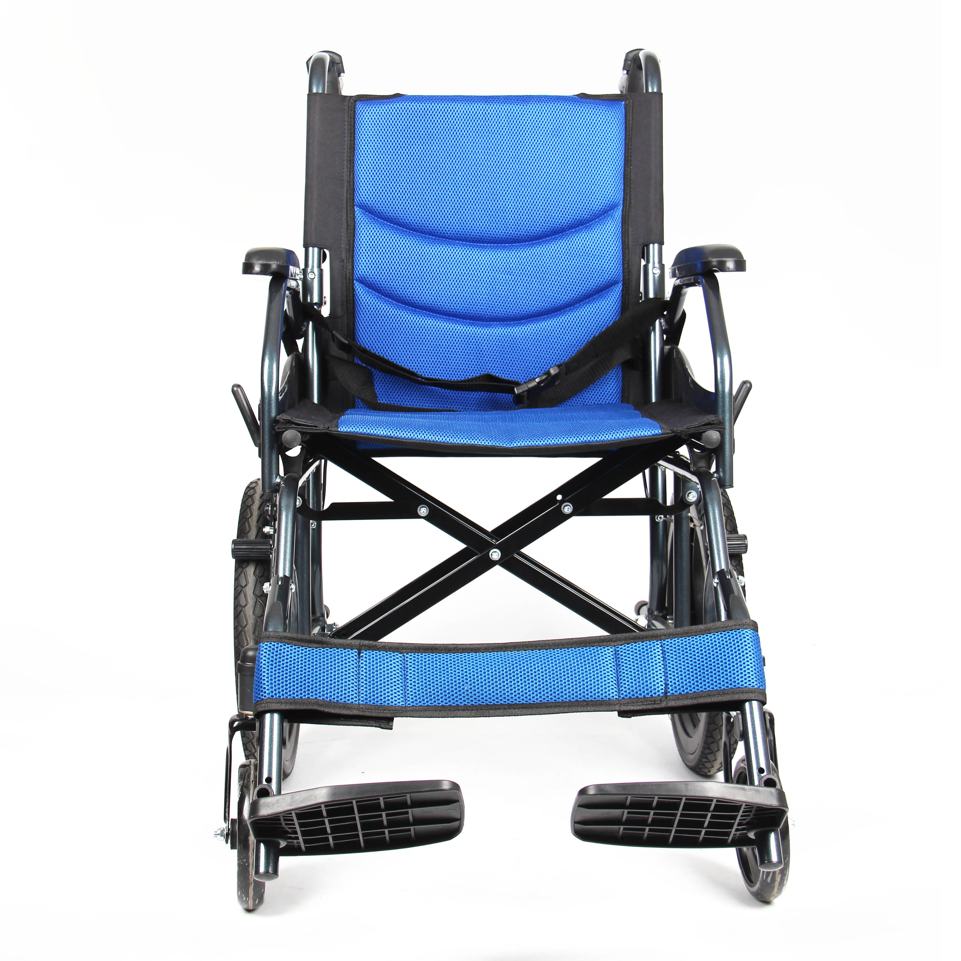 Solid Rear Wheel Manual Aluminium Folding Wheelchair With Fixed Armrest