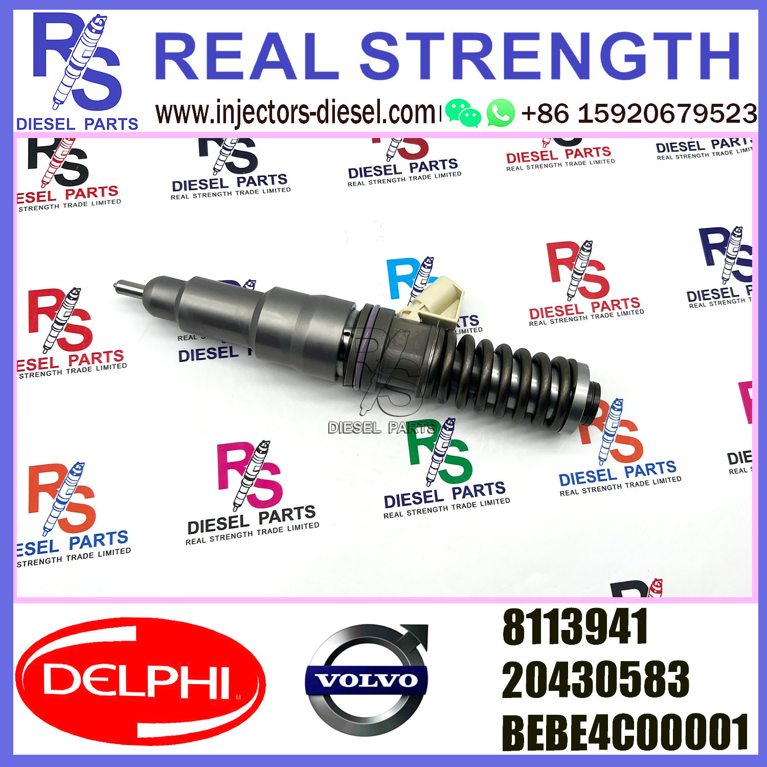 DELPHI 2pin injector 8113941 20430583 BEBE4C00001 Diesel pump Injector V-O-L-V BEBE4C00001 E1 for V-O-L-V D12 TRUCK