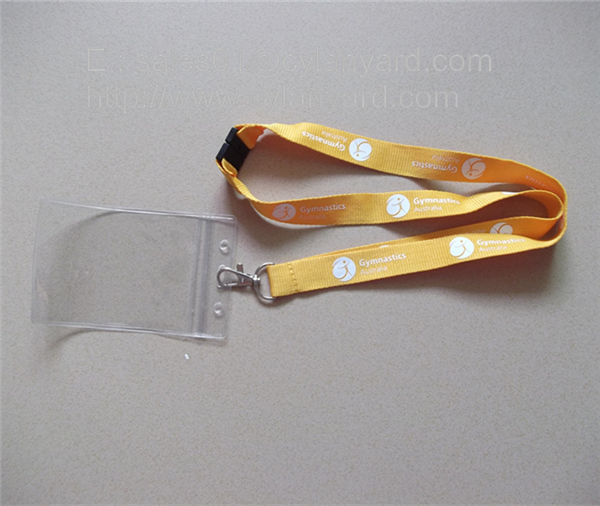 Small wholesale custom polyester neck ribbon with plastic badge pouch