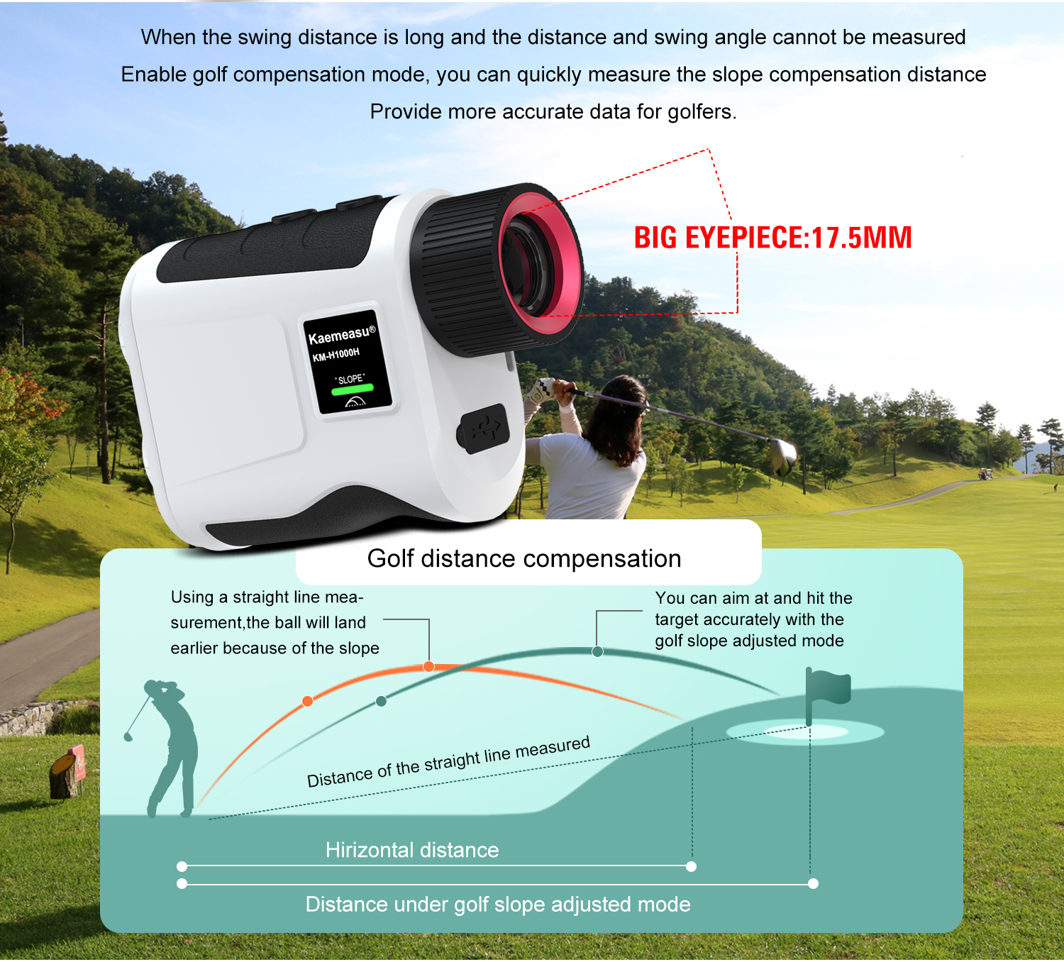 112*75*44mm Laser Distance Meter Telescope with Slope Scope and 905±5nm Laser Wavelength