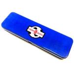 Blue Metal Pencil Tin Box Rectangle Stationary Case For Office , 0.23mm Tinplate