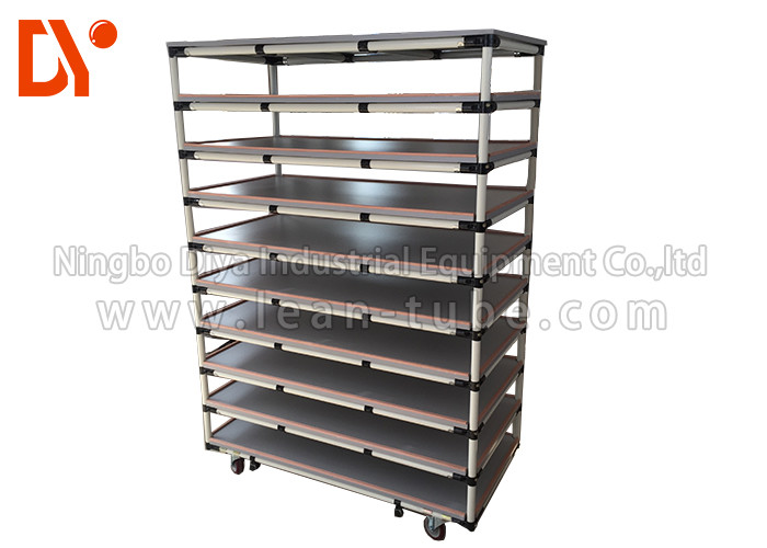 Lean Pipe Tote Cart Turnover Trolley Recyclable For Automobile Parts