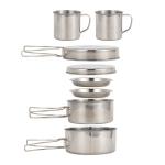 8PCS Camping Outdoor Cookware Set Stainless Steel Camp Accessories
