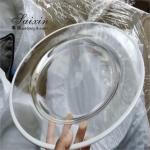 14 Inch 16 Inch Glass Clear Charger Plates With Black Rim For Wedding Events