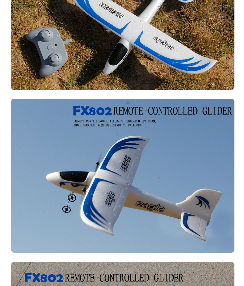 Fx802 2.4g 2ch Epp Foam Eagle Rc Airplane Rtf Fixed Wing Electric Outdoor Remote Control Plane Aircraft Rc Glider Flying Toys