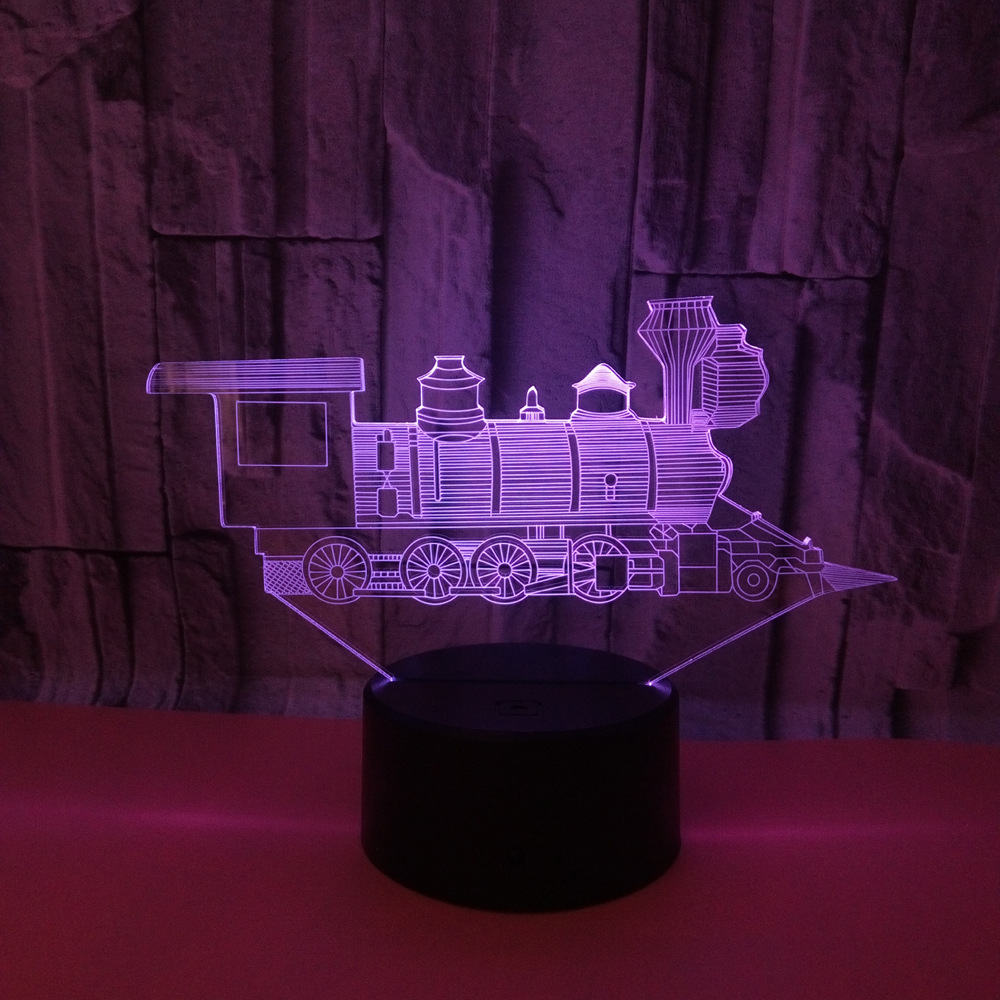 New custom OEM logo sign train 3D night light Colorful abstract illusion light Gift small table lamp
