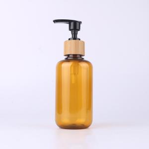 Quality 100ml Round Shoulder PET Plastic Shampoo Bottle Amber Body Wash Press Pump Lotion Bottle wholesale