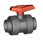 +GF+ 375 Series PVC-U/FPM Manual Ball Valve - JIS d50 | Double Union Solvent
